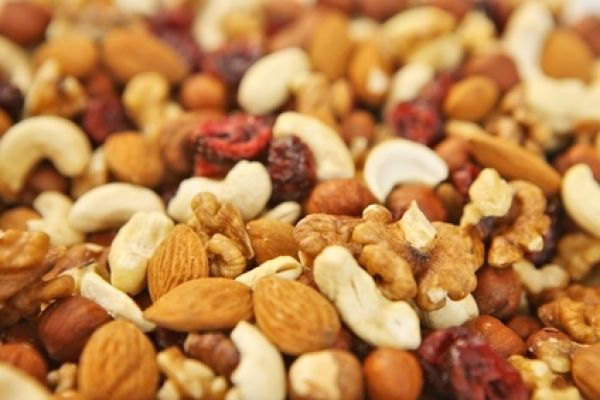 Trail mix of nuts with some fruit 
