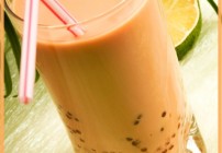 Pearl milk drink on white. Bubble tea